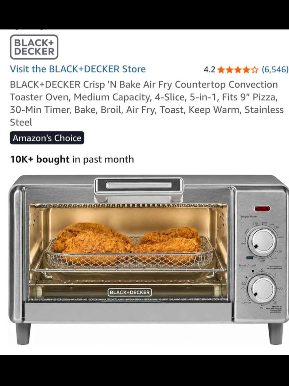 BLACK+DECKER Stainless Steel Air Fry Toaster Oven - Silver